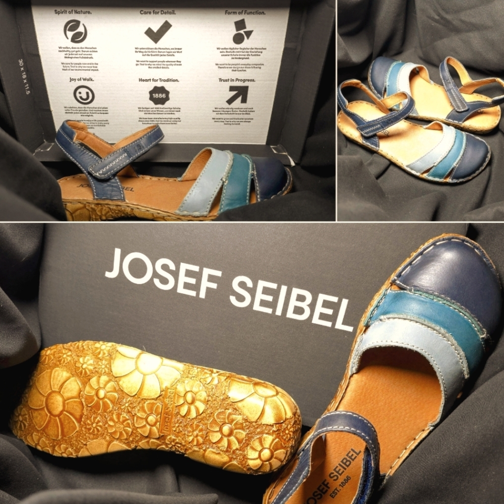 Josef Seibel Women's Blue and Tan Sandals